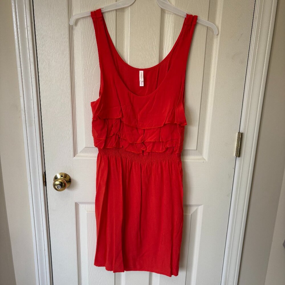 Orange Sleeveless Ruffle Dress